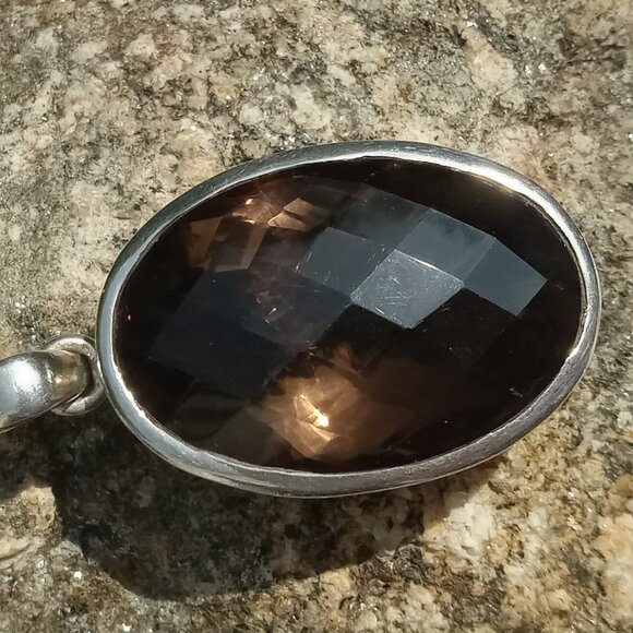 Huge Faceted Smoky Quartz Pendant - Picture 2 of 6